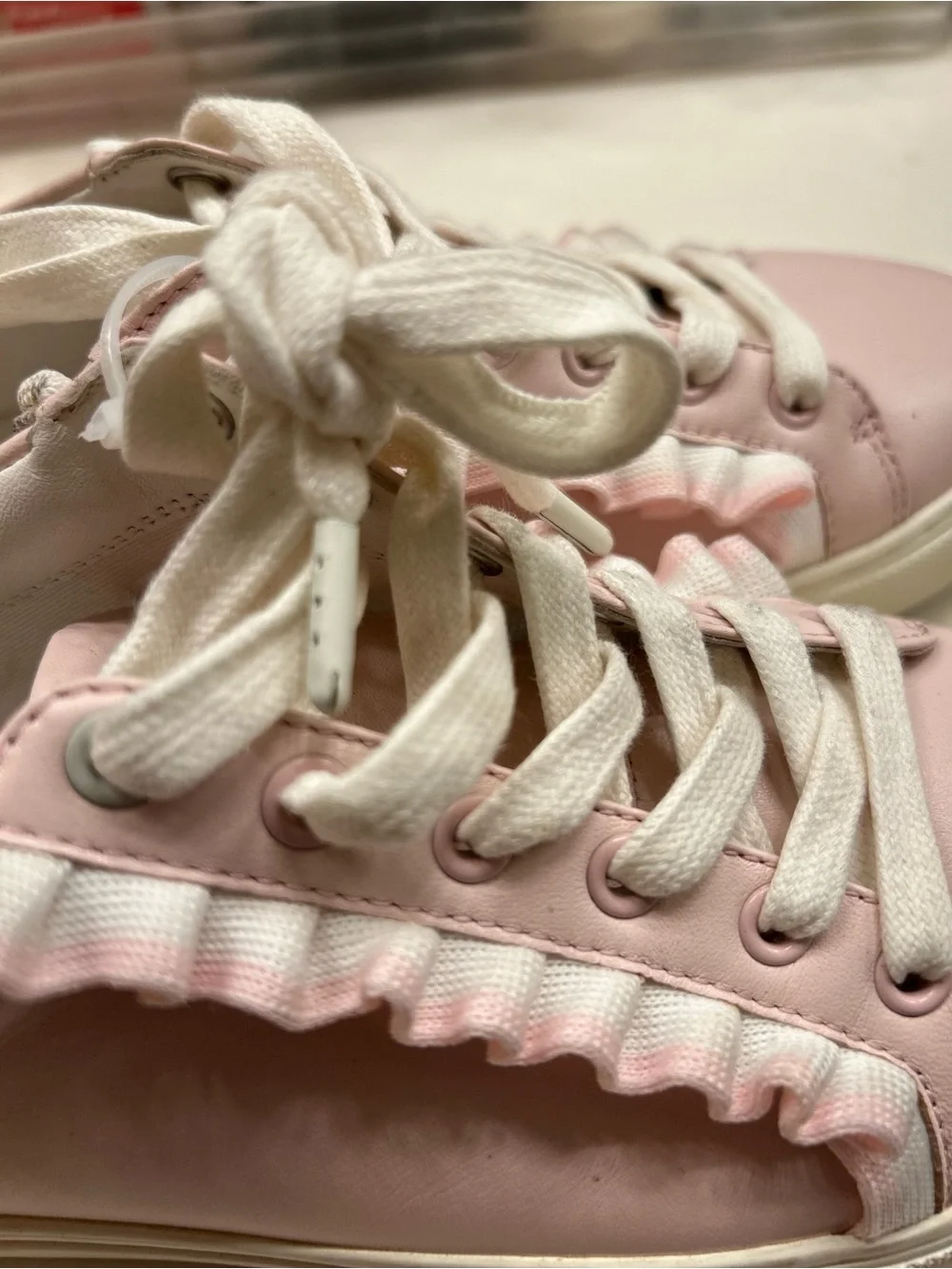 Tory Burch Pink Ruffle  Low-Top Sneakers